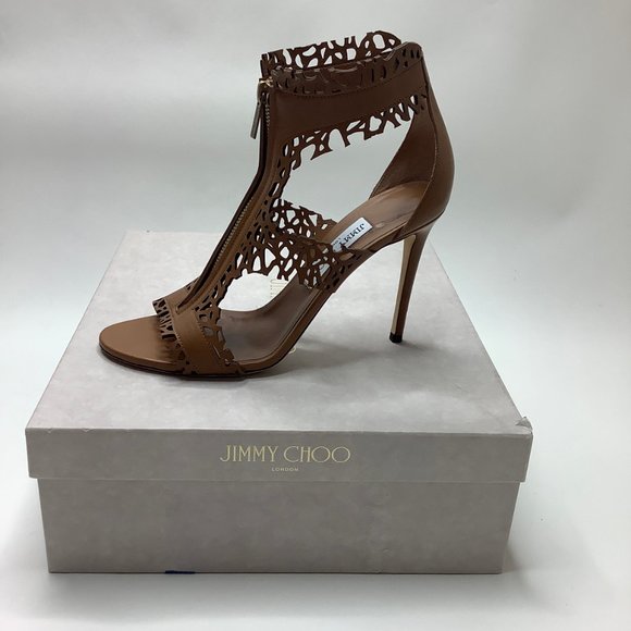 Jimmy Choo Megan T Strap Sandals 39.5 Brown - Picture 2 of 6
